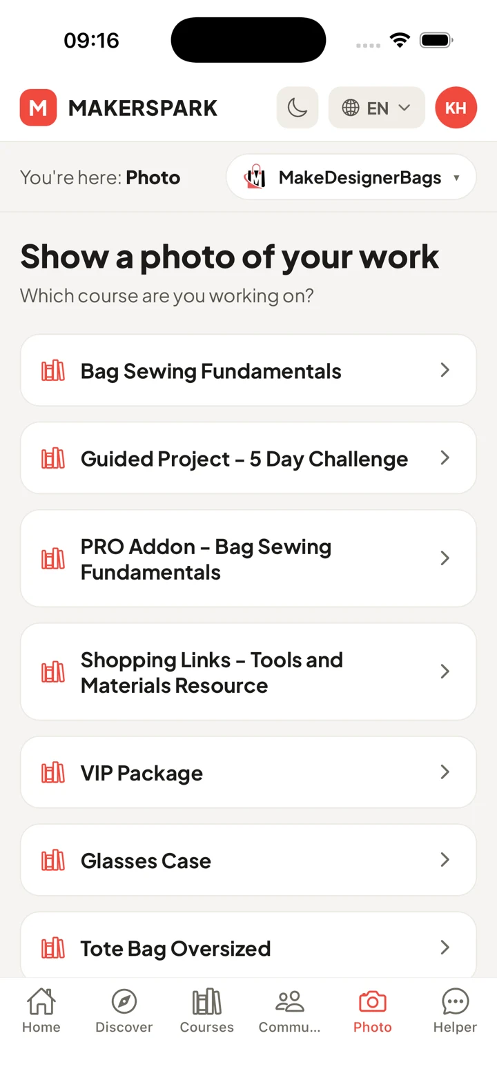MakerSpark photo critique: choose a course and share your work