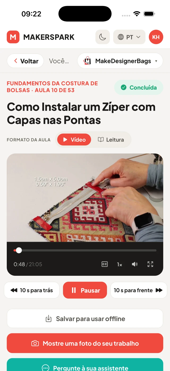 The same MakerSpark lesson with Portuguese video and text